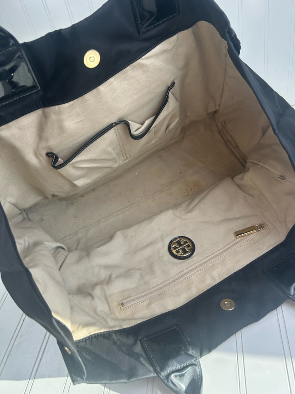 Tory Burch Black Nylon Ella Tote Shoulder Bag $240 - Picture 5 of 16